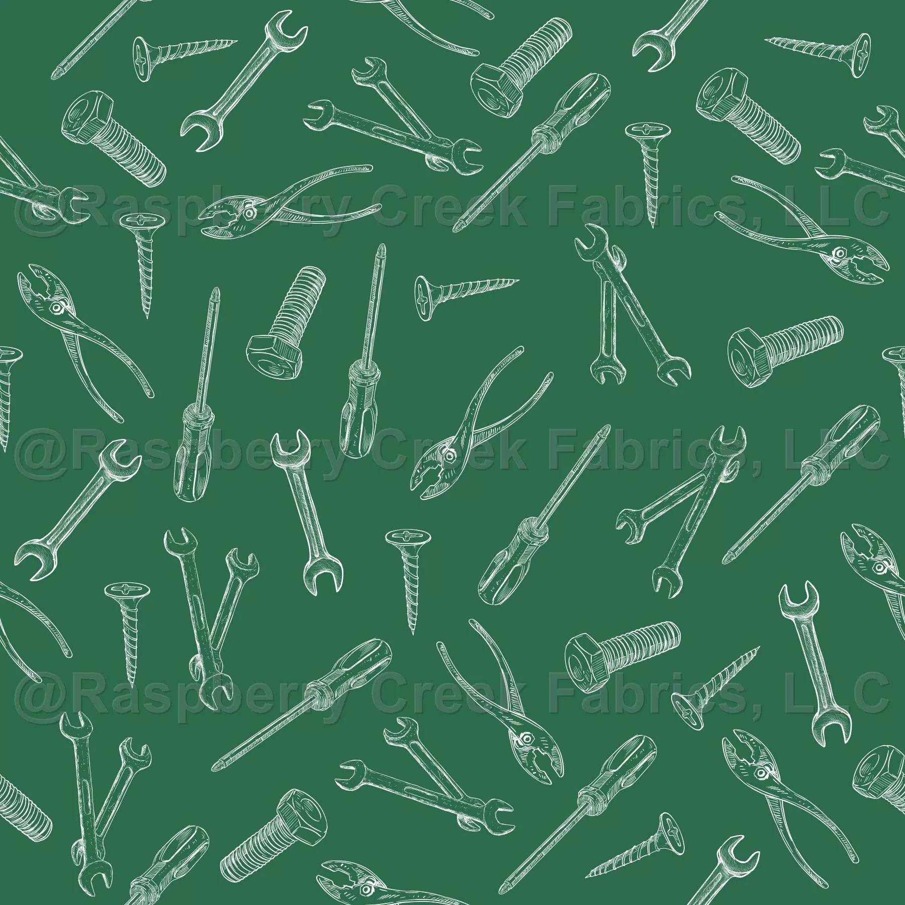 Sketched Tools on Hunter Green – small