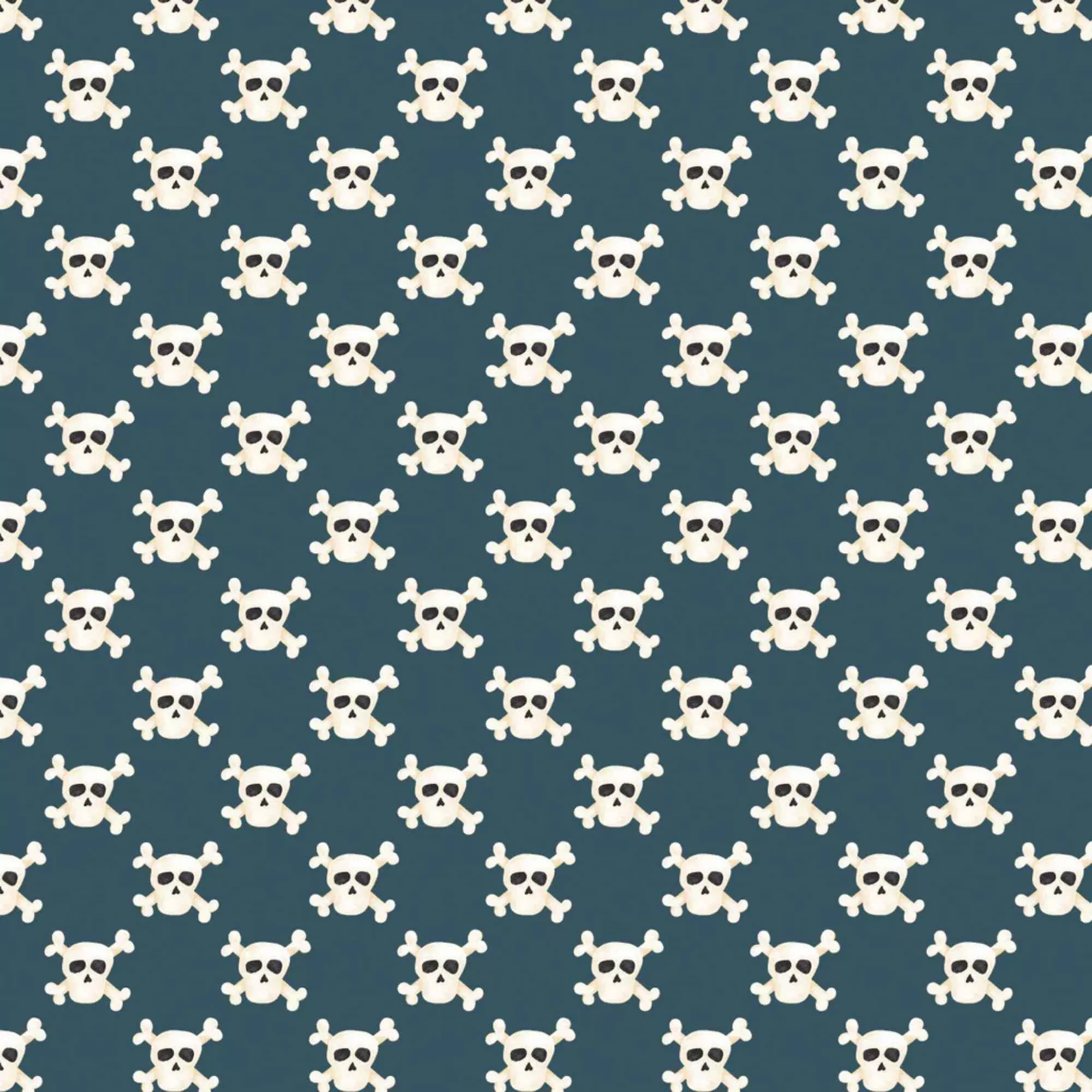 Skulls Navy Cotton FlannelPirate Skull & Crossbones