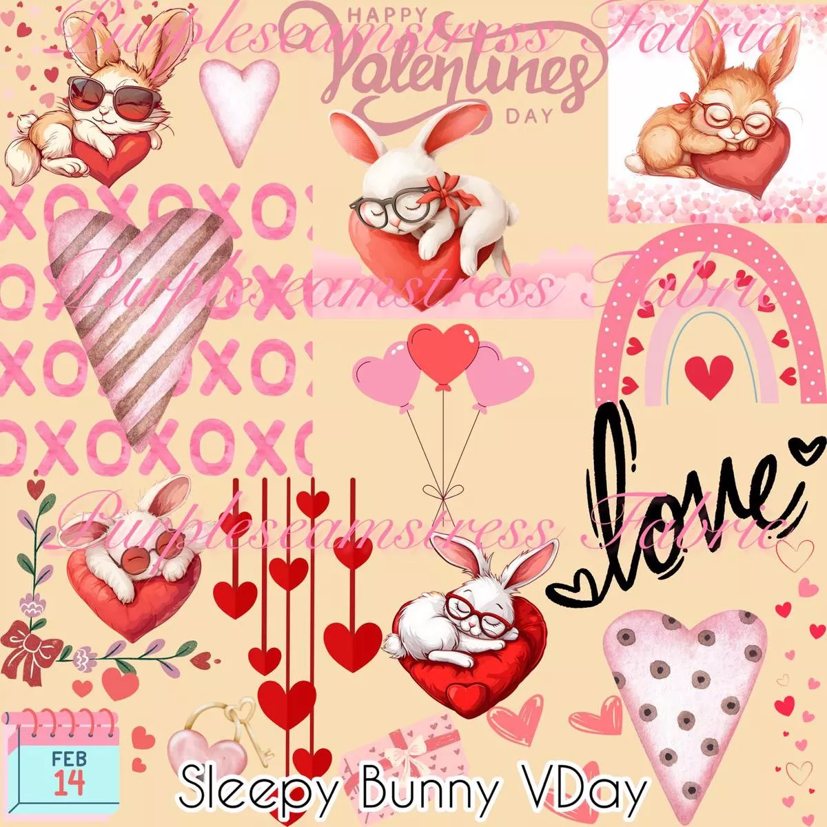 Sleepy Bunny VdayFabric