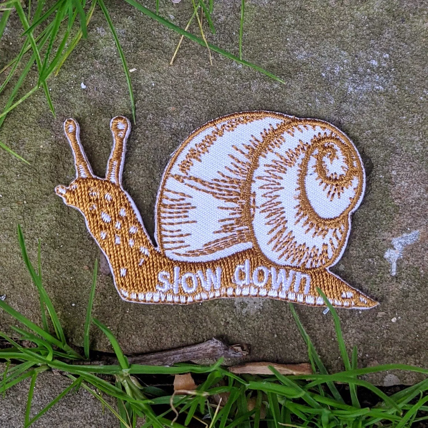 Slow Down Snail Brown Iron-On Patch
