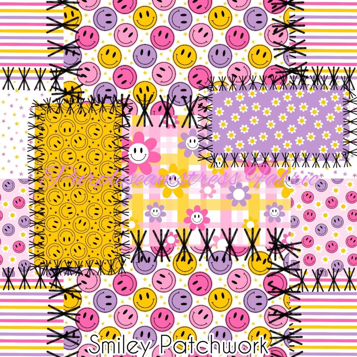 Smiley PatchworkFabric