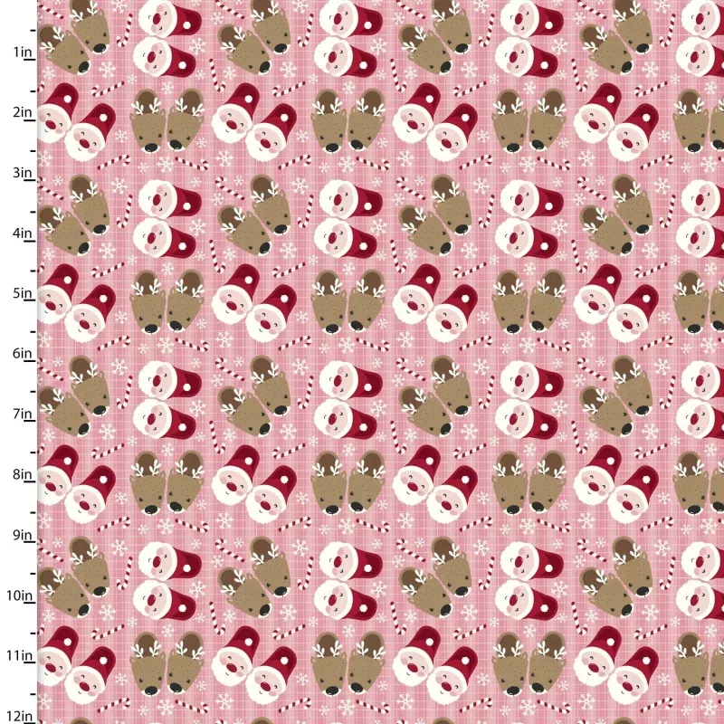 Snow and Hot Cocoa Slipper Buddies Santa Reindeer Slippers Pink Robin Roderick 3 Wishes Cotton Fabric