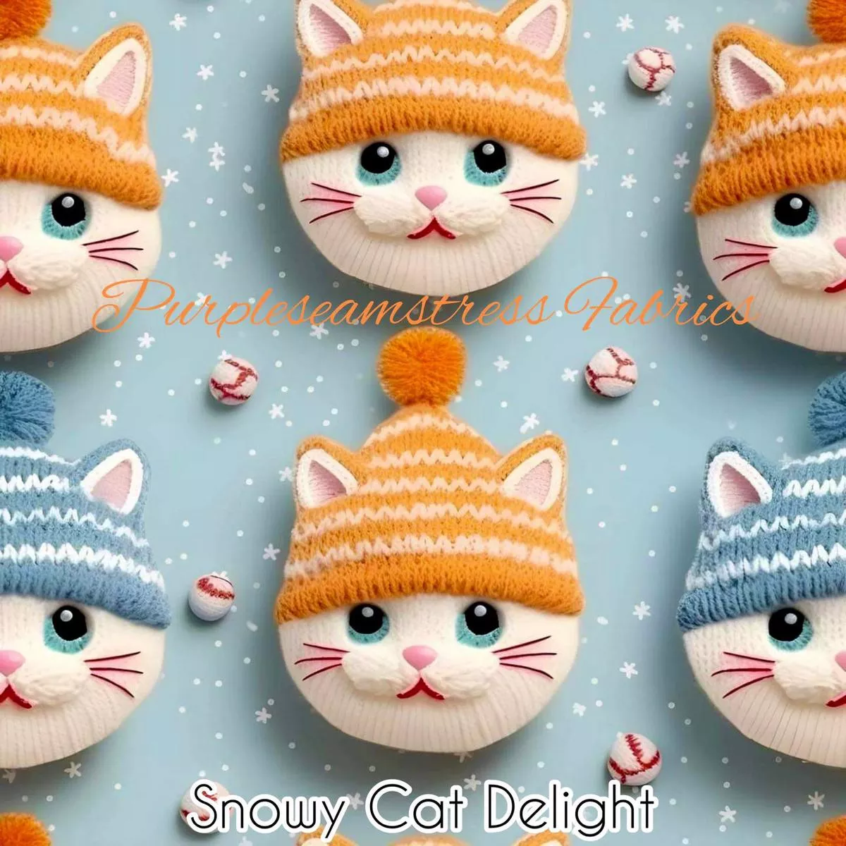 Snowy Cat DelightFabric