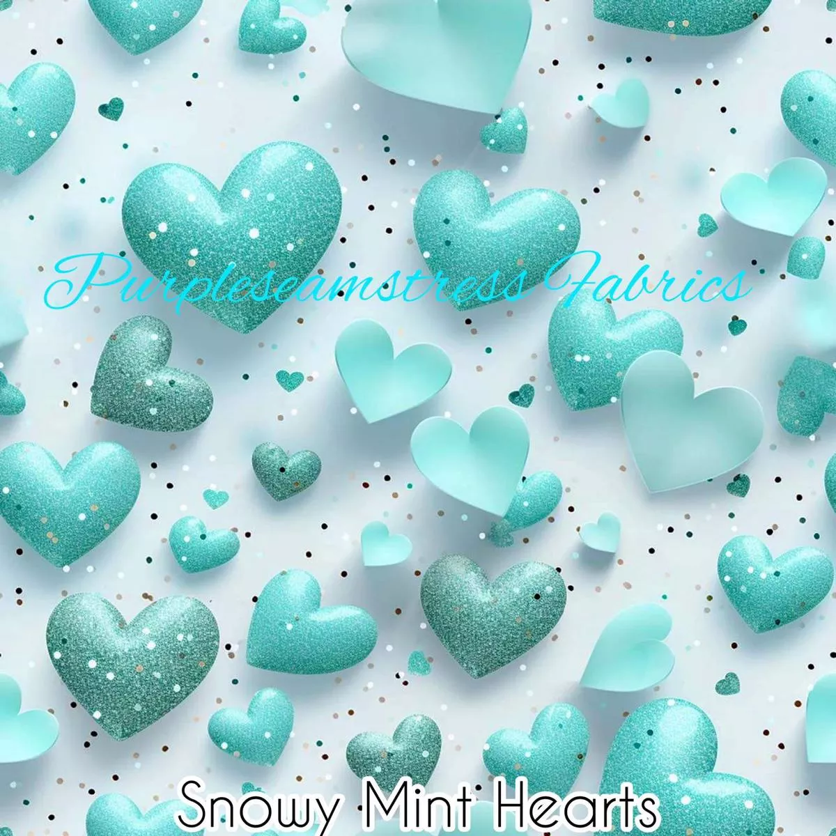 Snowy Mint HeartsFabric