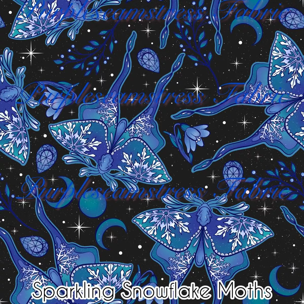 Sparkling Snowflake MothsFabric