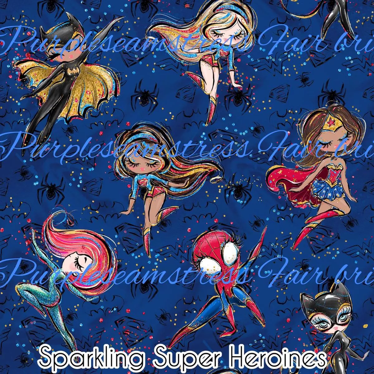 Sparkling Super HeroinesFabric