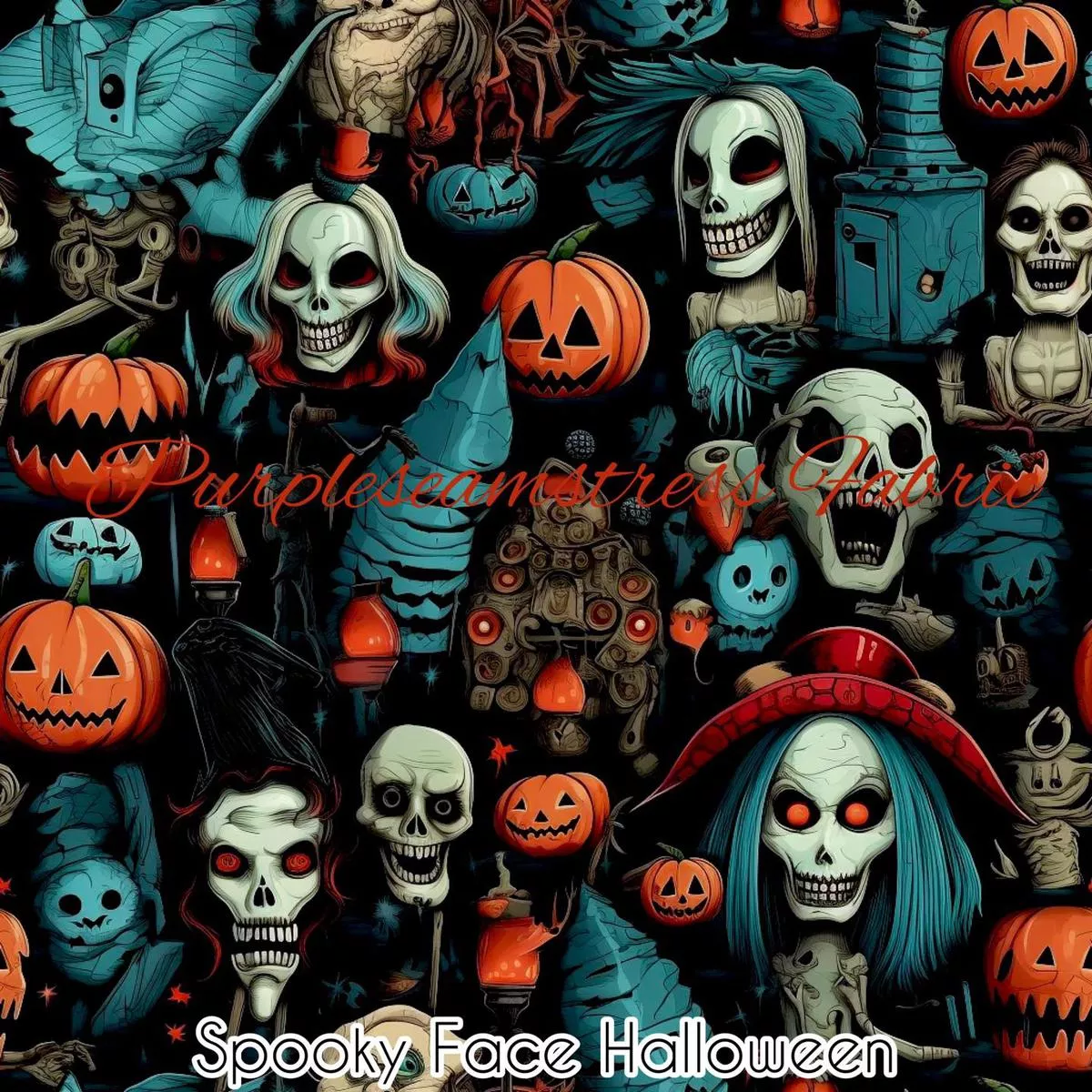 Spooky Face HalloweenFabric
