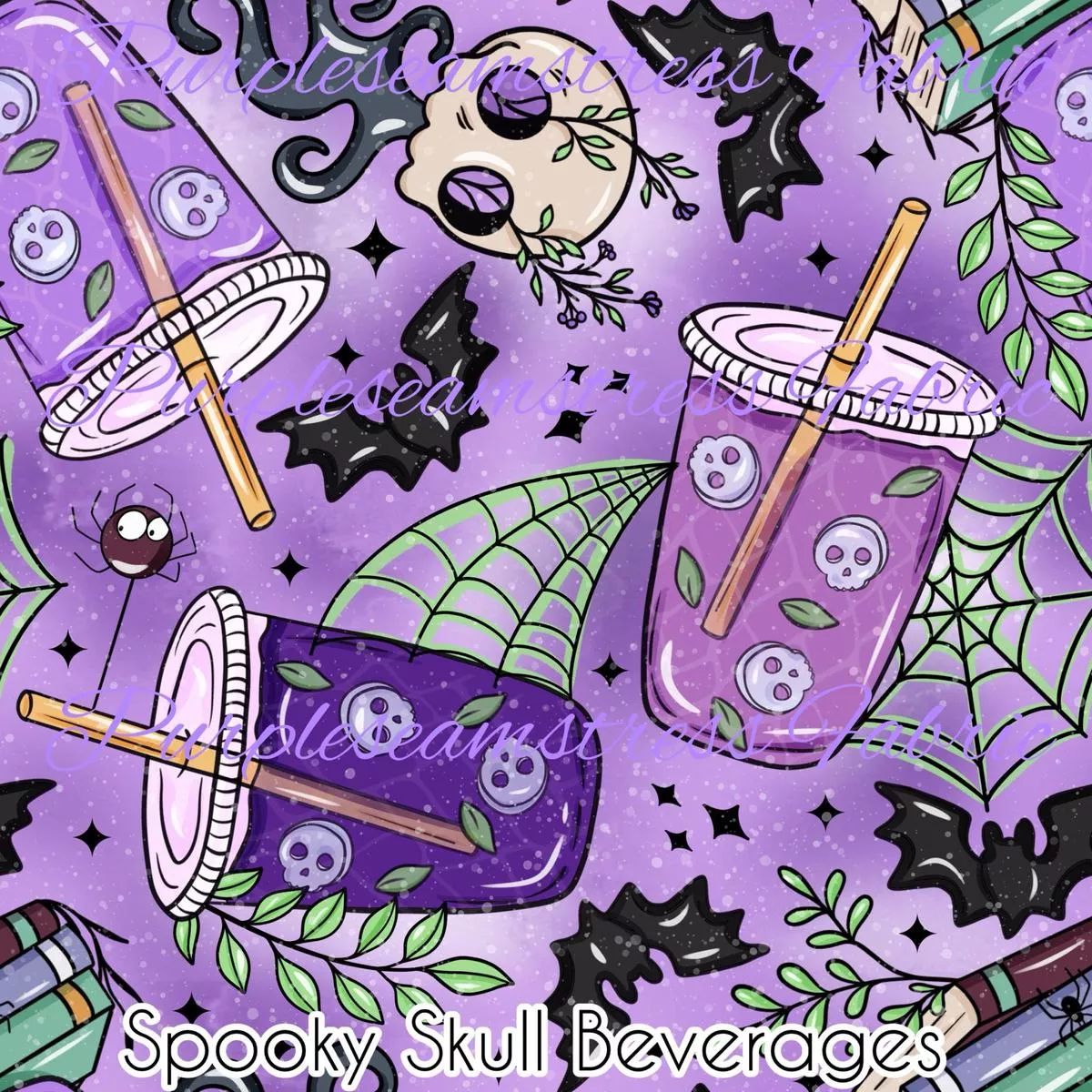 Spooky Skull BeveragesFabric