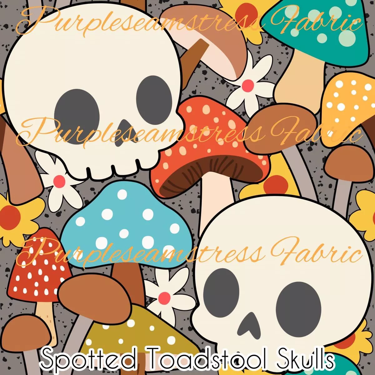 Spotted Toadstool SkullsFabric