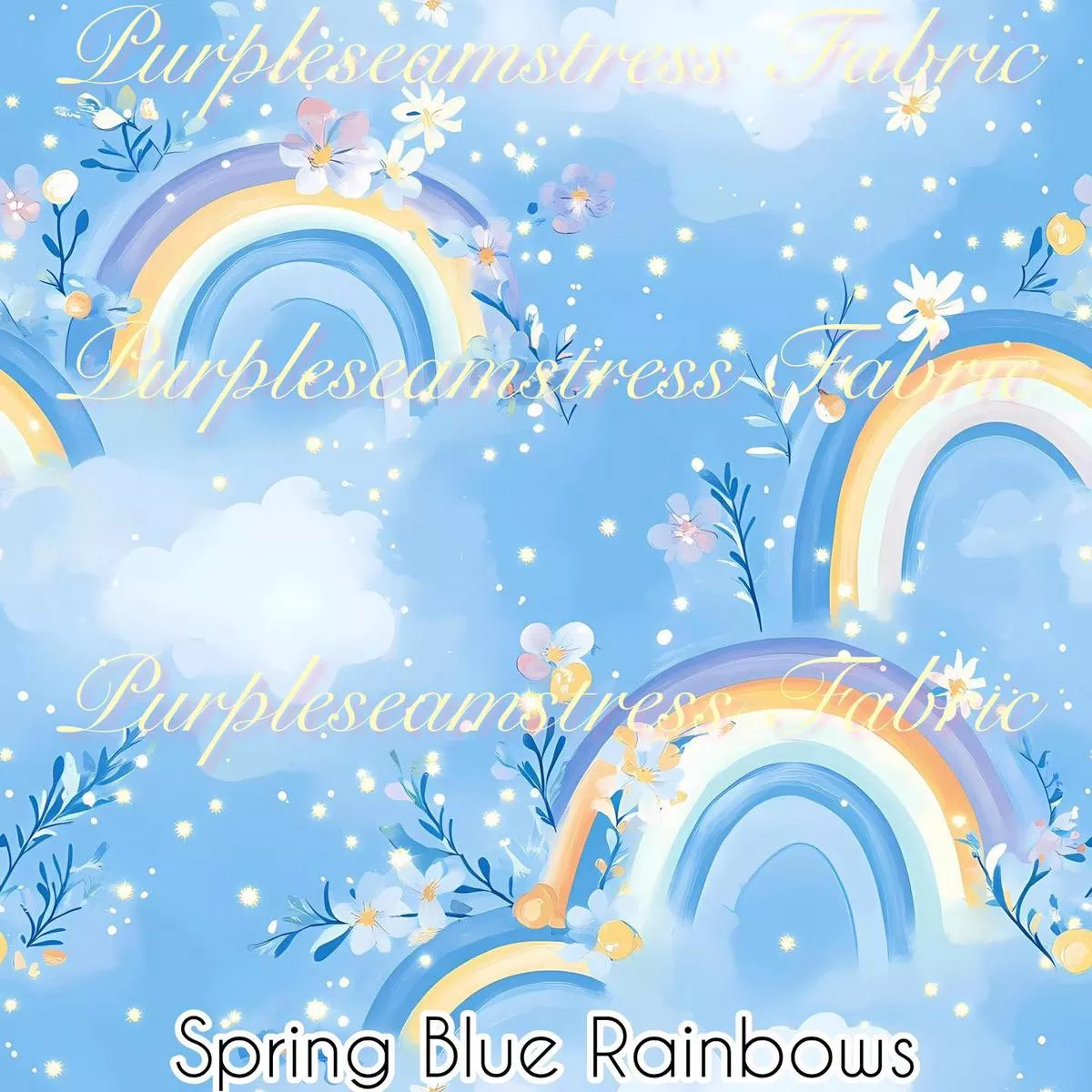 Spring Blue RainbowsFabric
