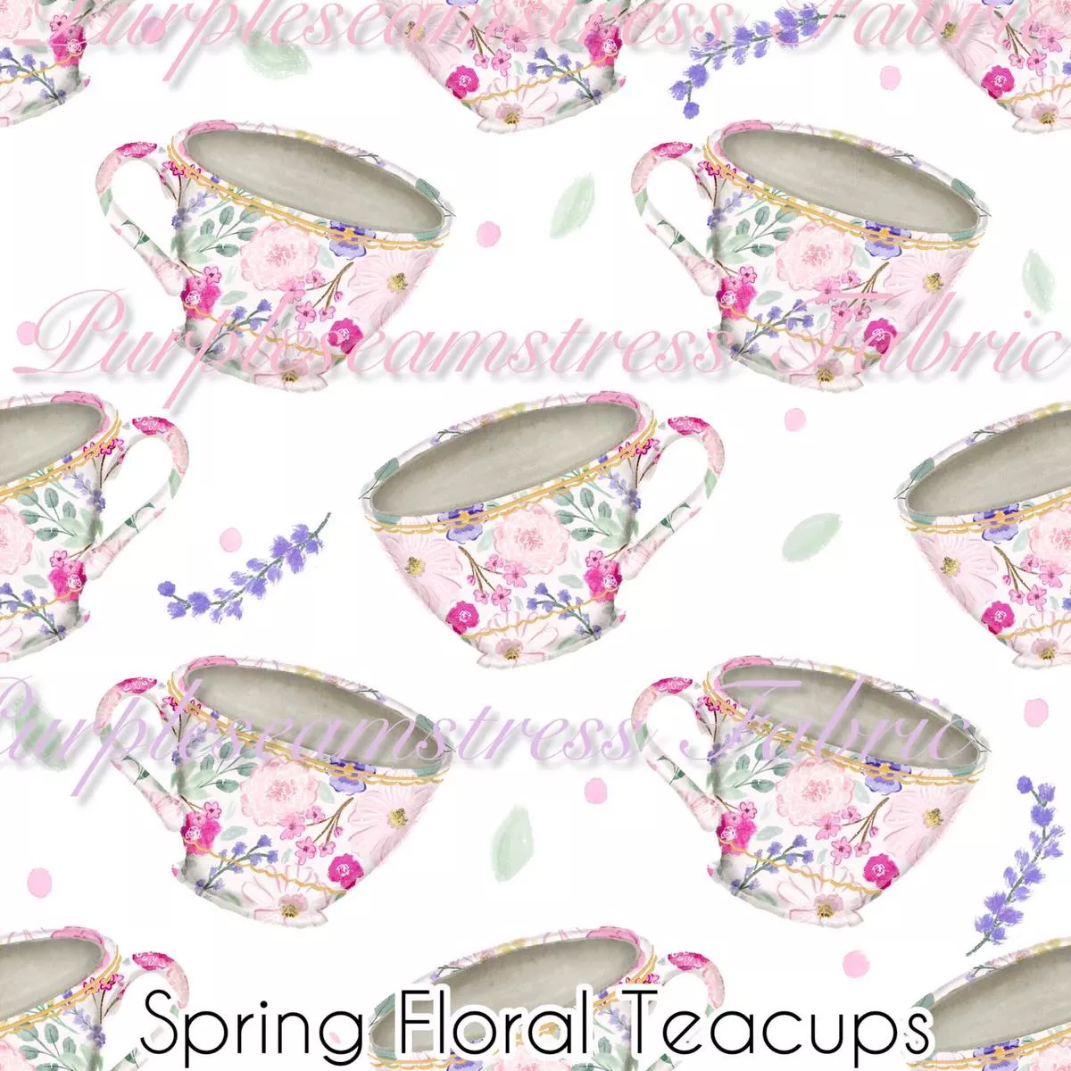 Spring Floral TeacupsFabric