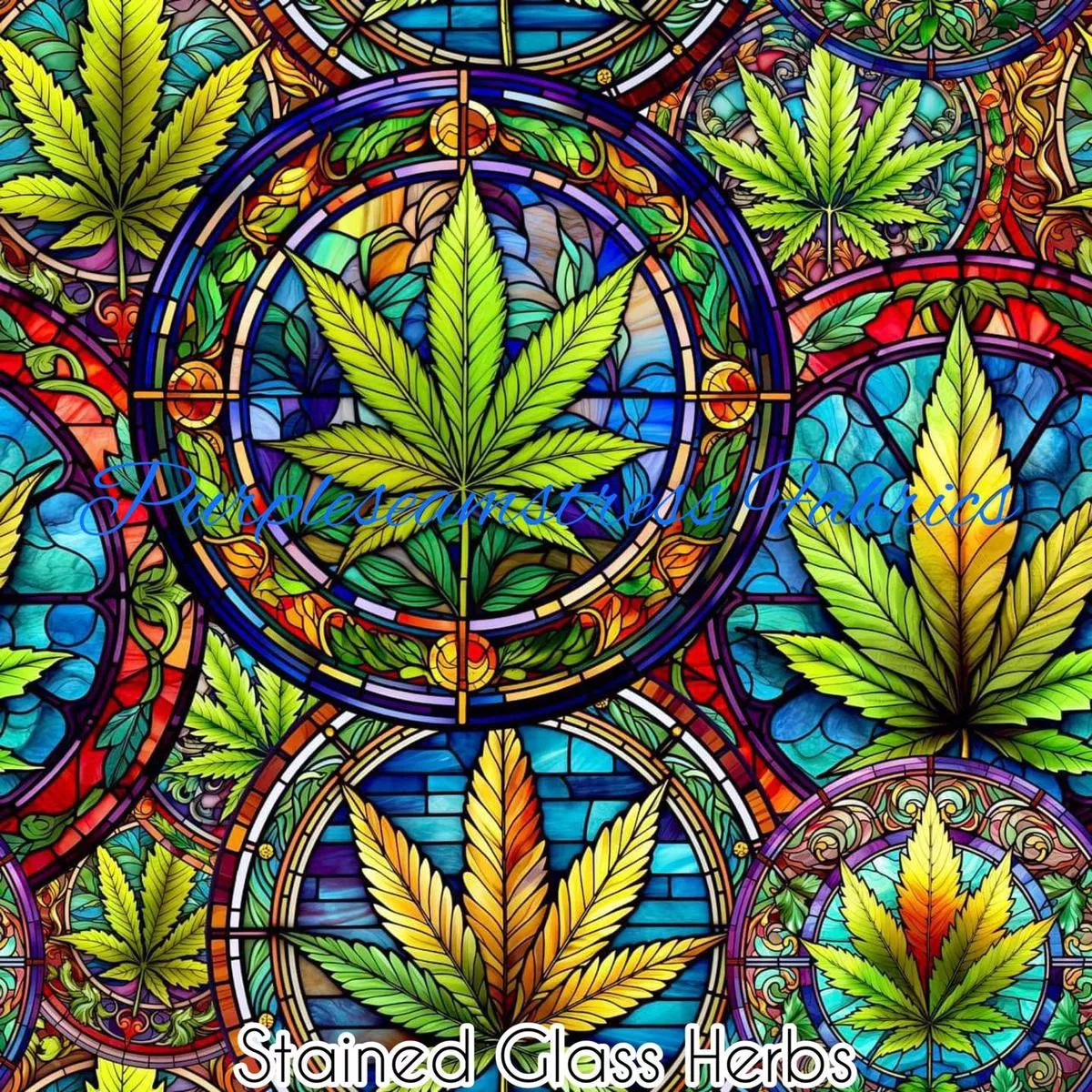 Stained Glass HerbsFabric