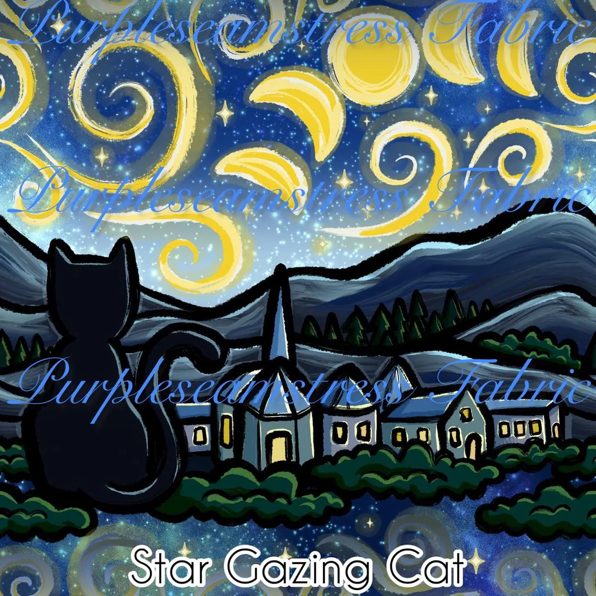 Star Gazing CatFabric