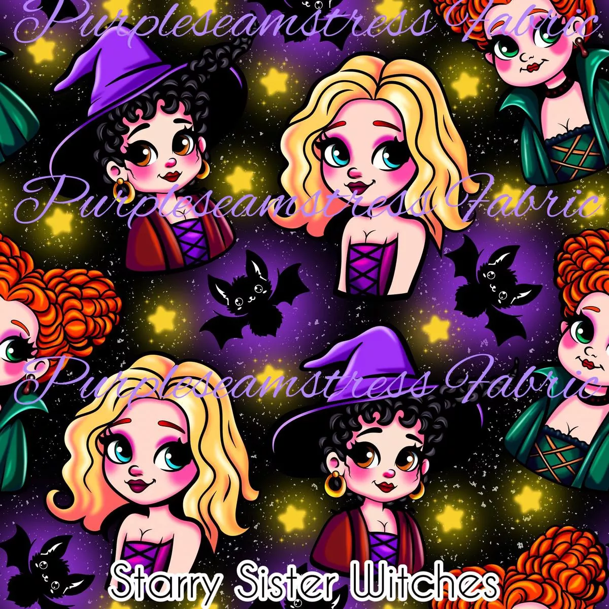 Starry Sister WitchesFabric