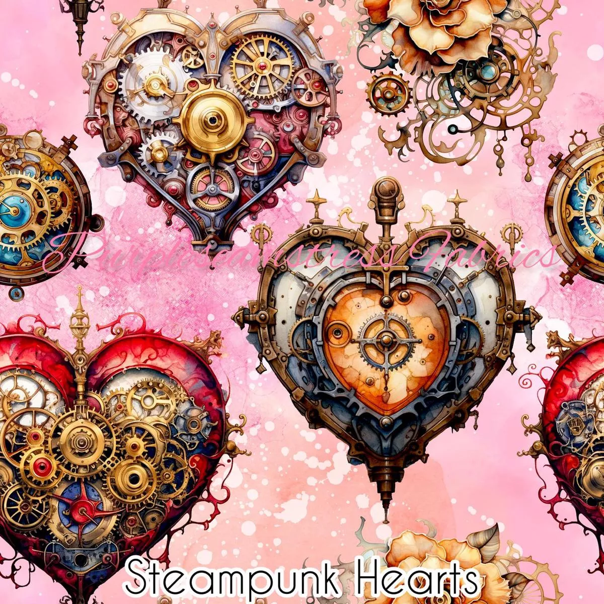 Steampunk HeartsFabric