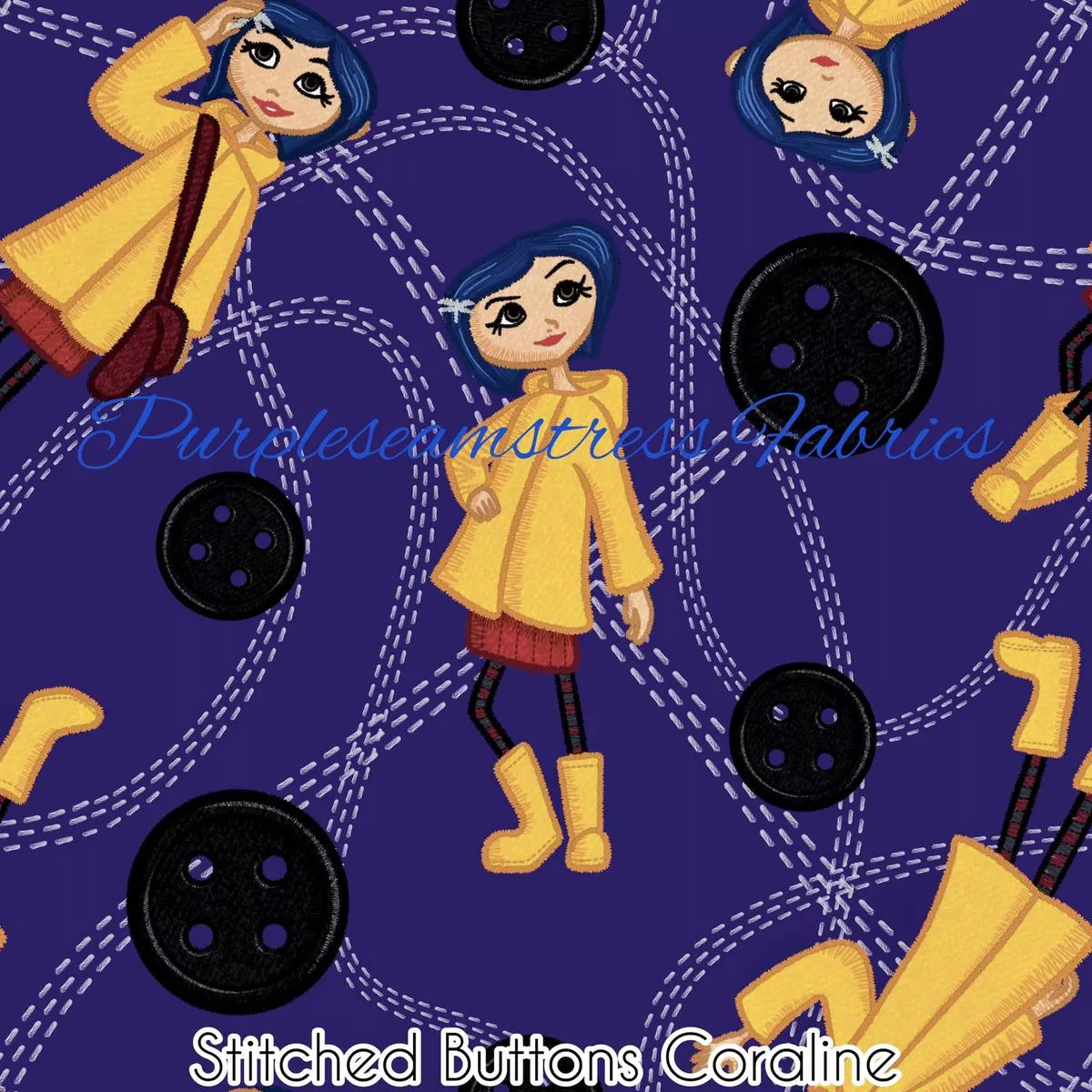 Stitched Button CoralineFabric