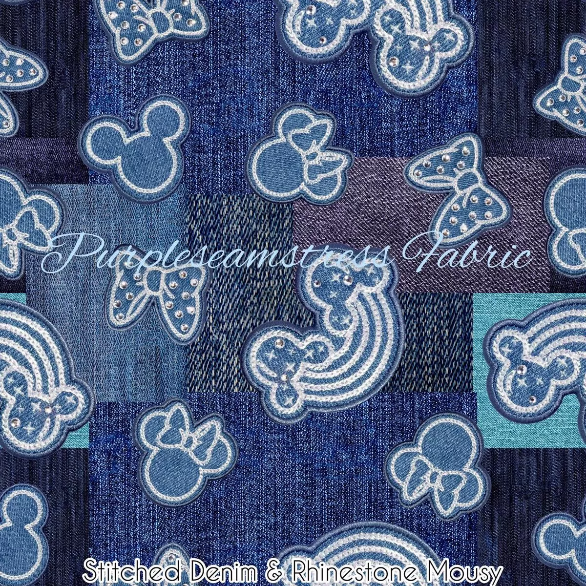 Stitched Denim & Rhinestone Mousy &…