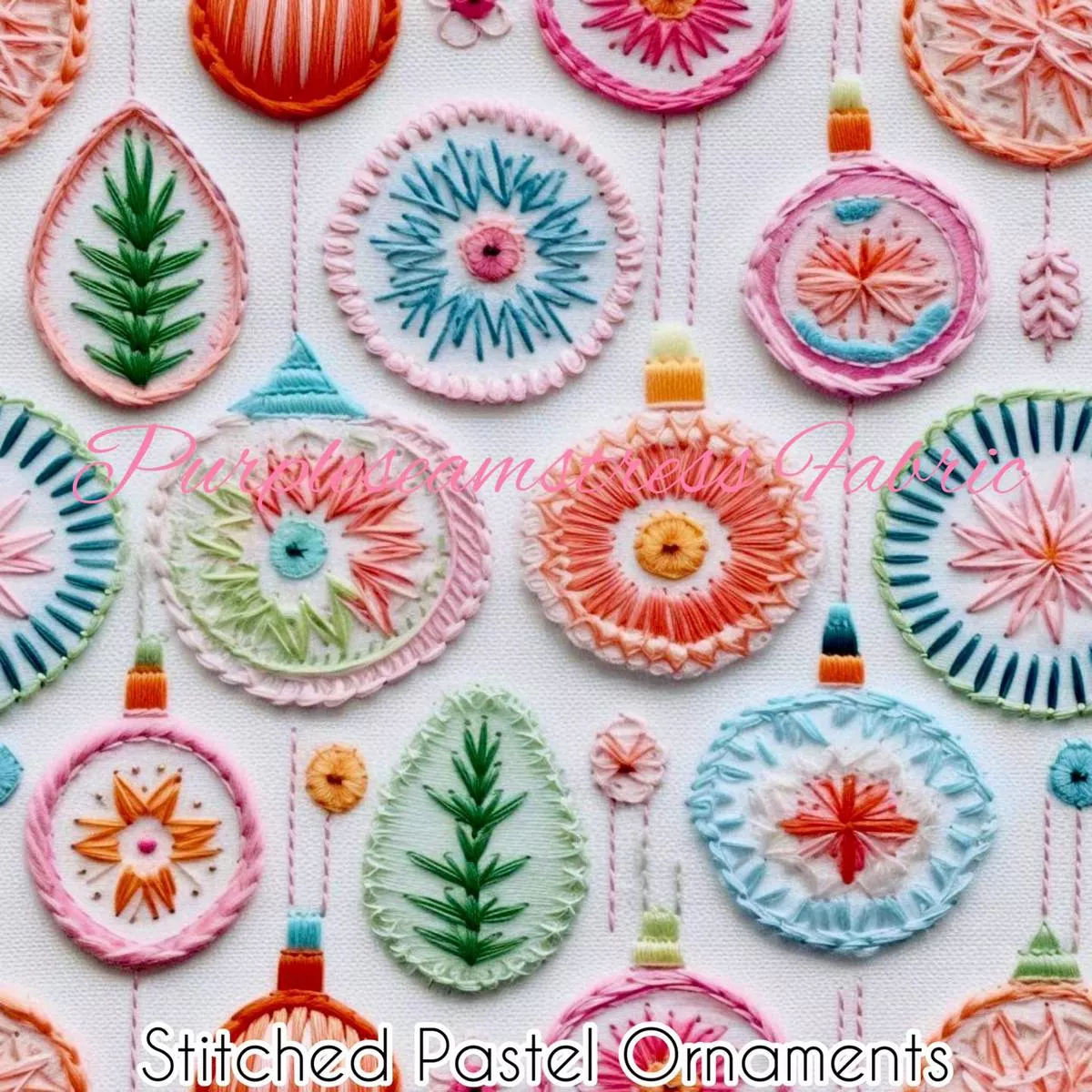 Stitched Pastel OrnamentsFabric