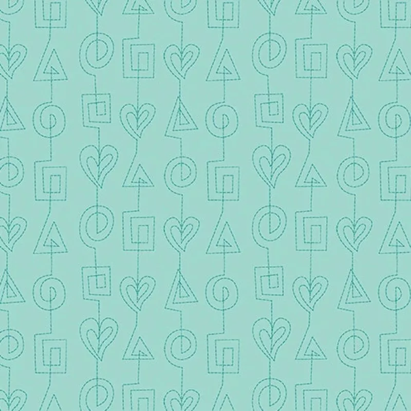 Stitchy Stitches Turquoise Fabric Yardage