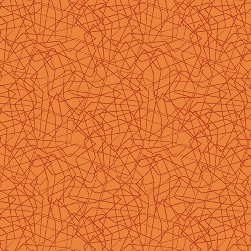Stitchy Threaded Lines Dark Orange Fabric Yardage