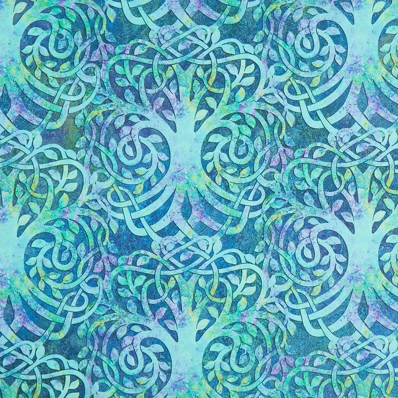Stonehenge – Celtic Roots Trees Turq Multi Yardage