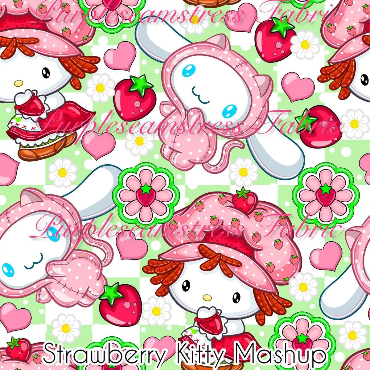 Strawberry Kitty MashupFabric