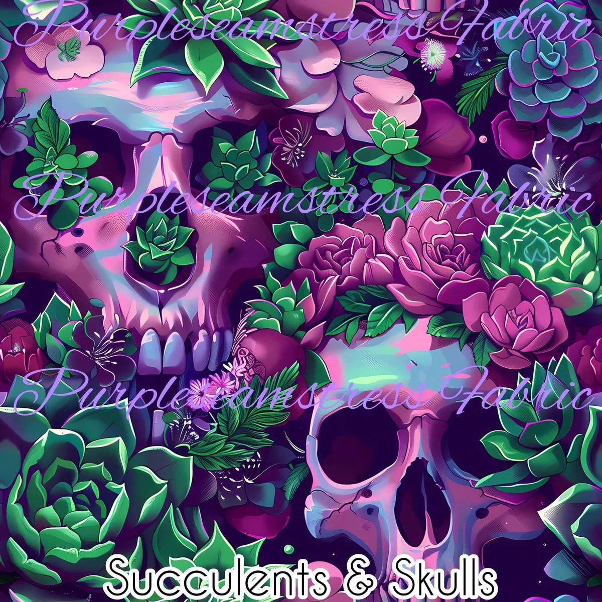 Succulents & SkullsFabric