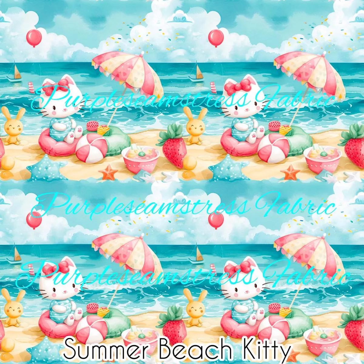 Summer Beach KittyFabric