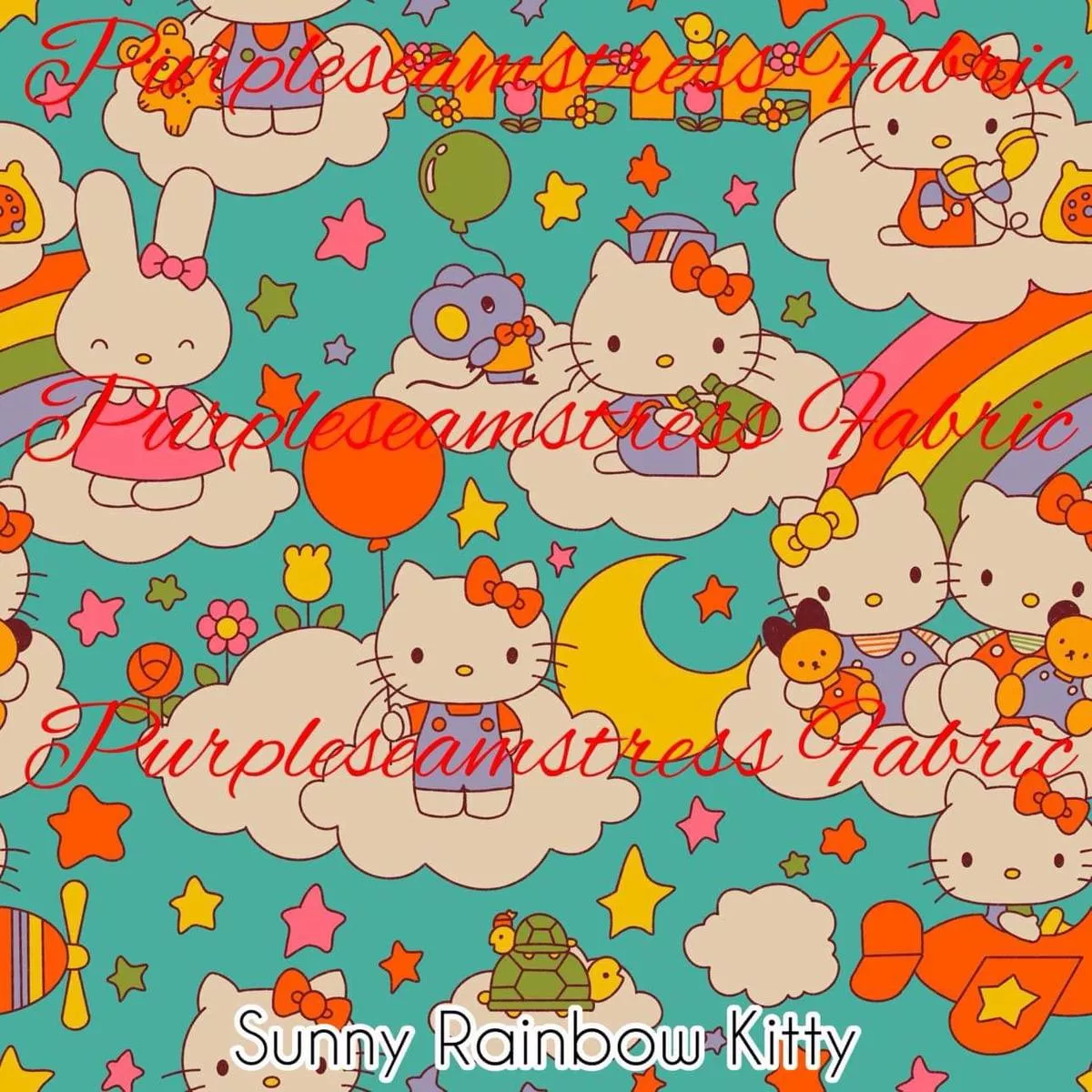 Sunny Rainbow KittyFabric