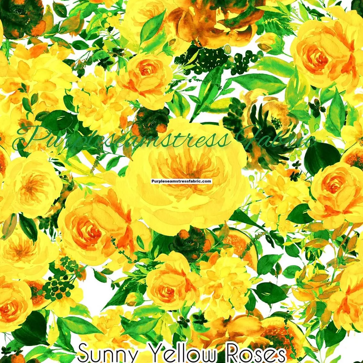 Sunny Yellow RosesFabric