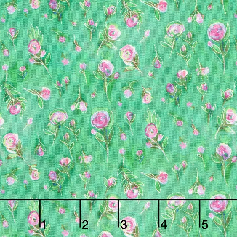 Sunset Meadow – Rosebuds Green Yardage