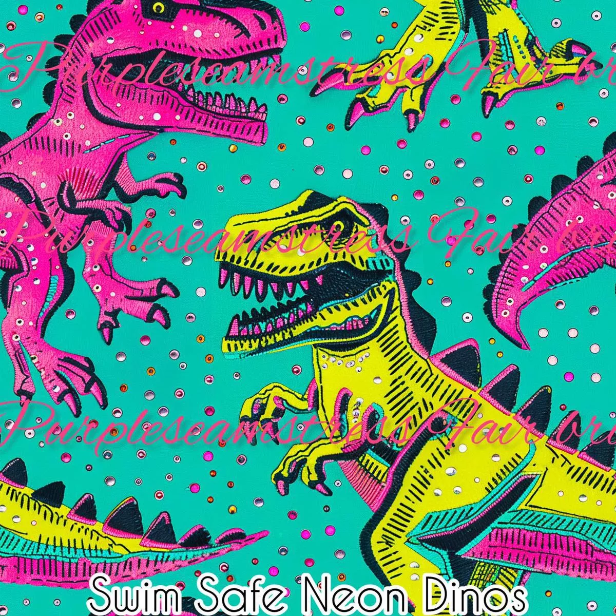 Swim Safe Neon DinosFabric