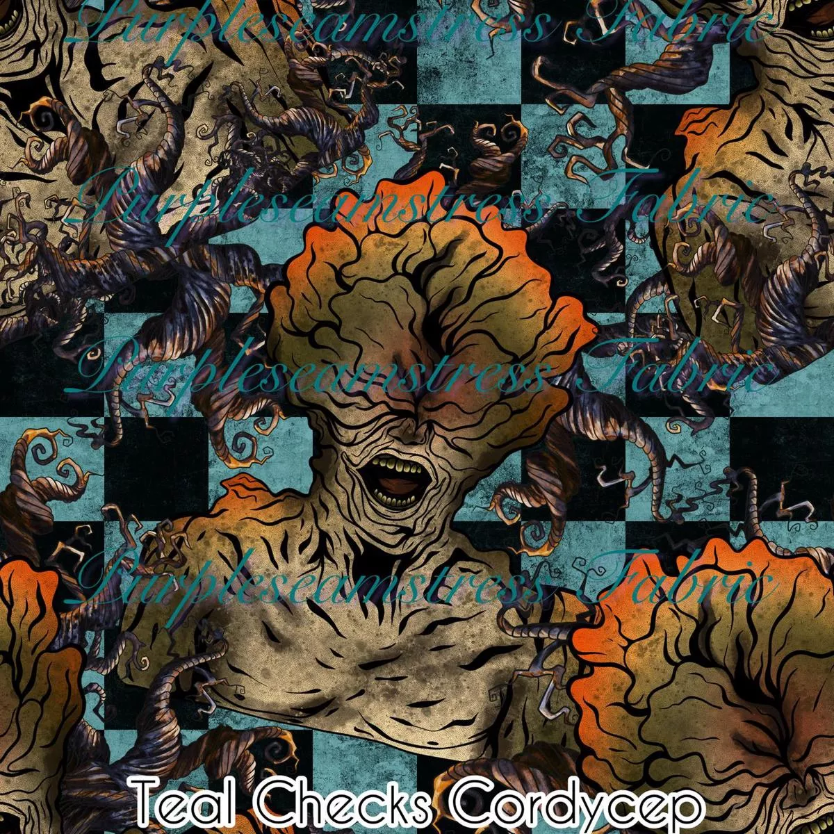 Teal Checks CordycepFabric