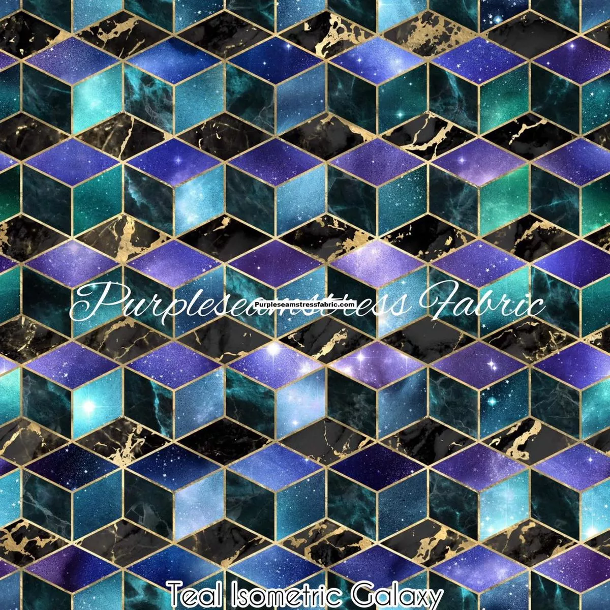 Teal Isometric GalaxyFabric