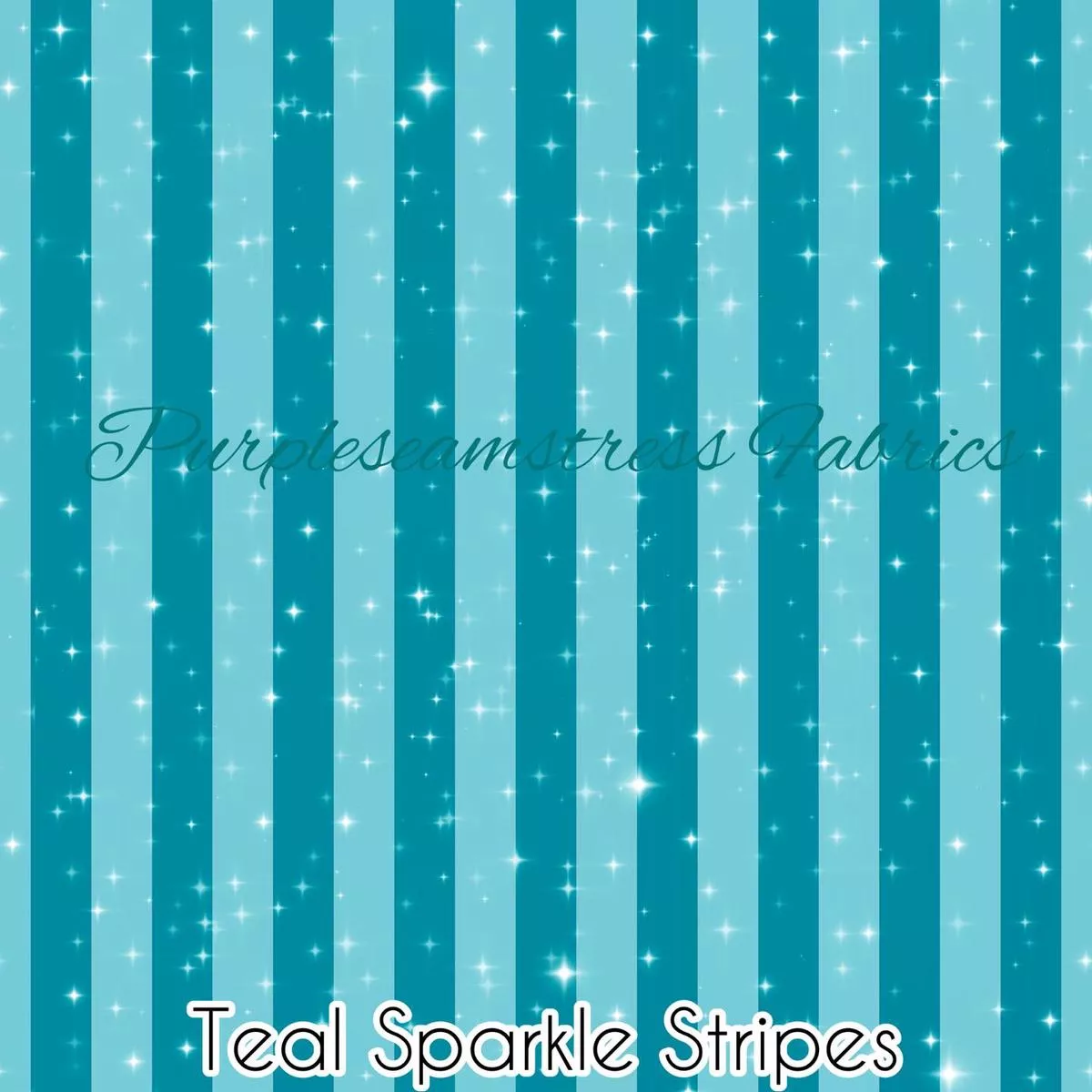 Teal Sparkle StripesFabric