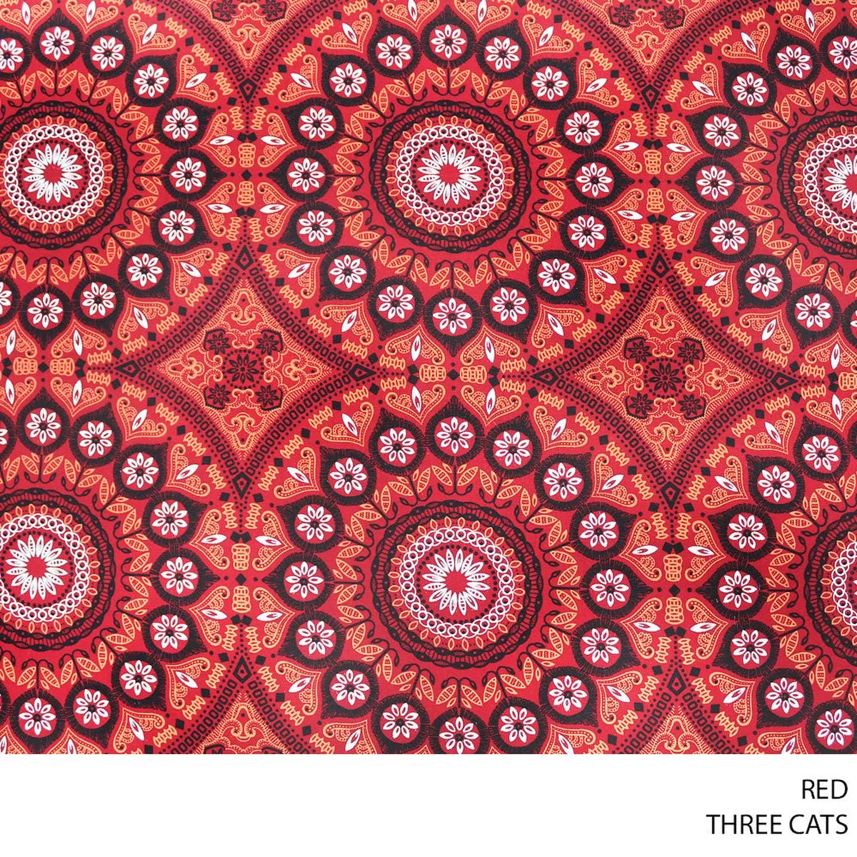 THREE CATS FANCY FABRIC RED ROLL ROLL 016