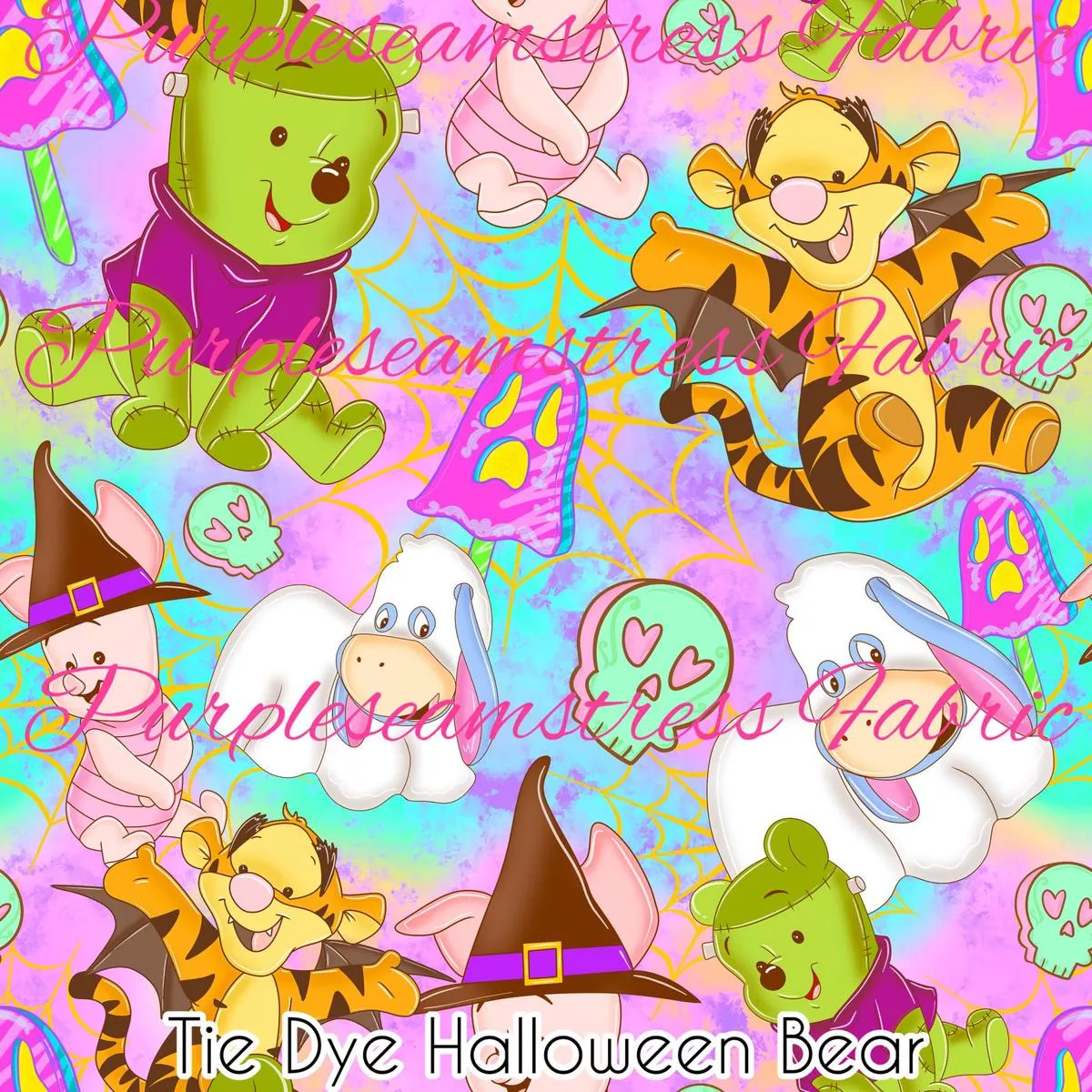 Tie Dye Halloween BearFabric
