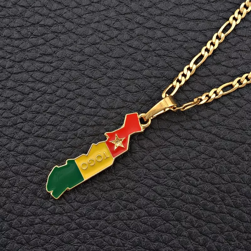 Togo Map Flag Pendant Necklace