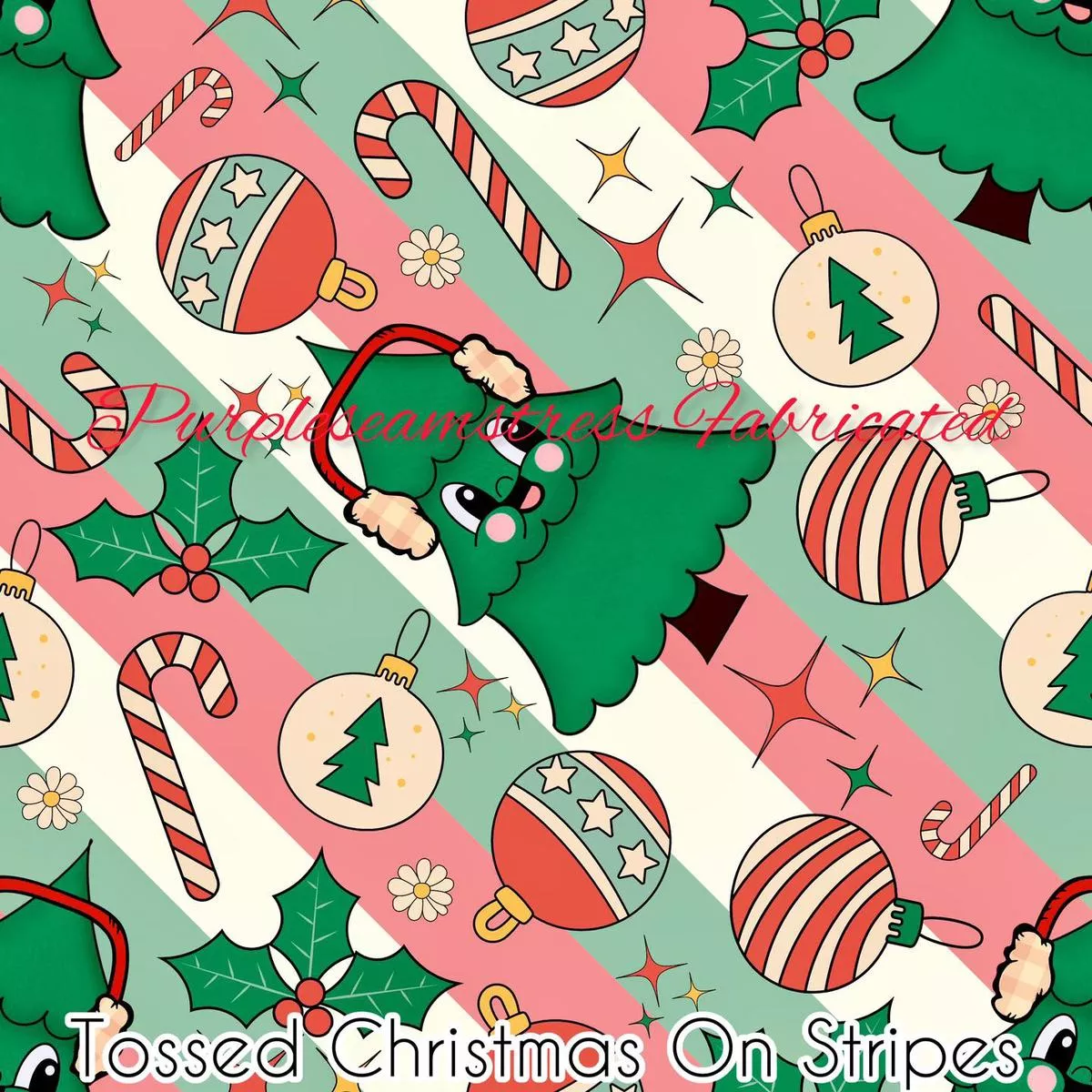 Tossed Christmas on StripesFabr…