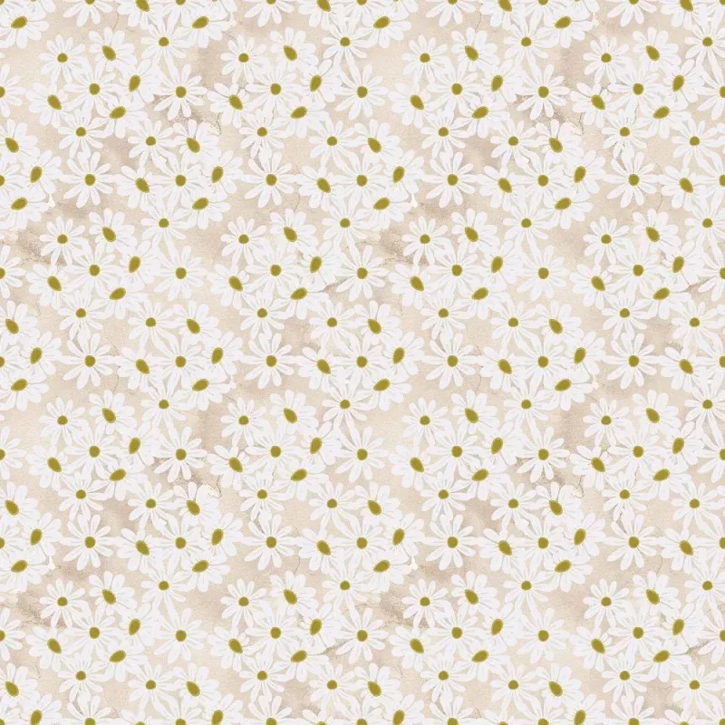 Tossed Daisies Fabric – Tan