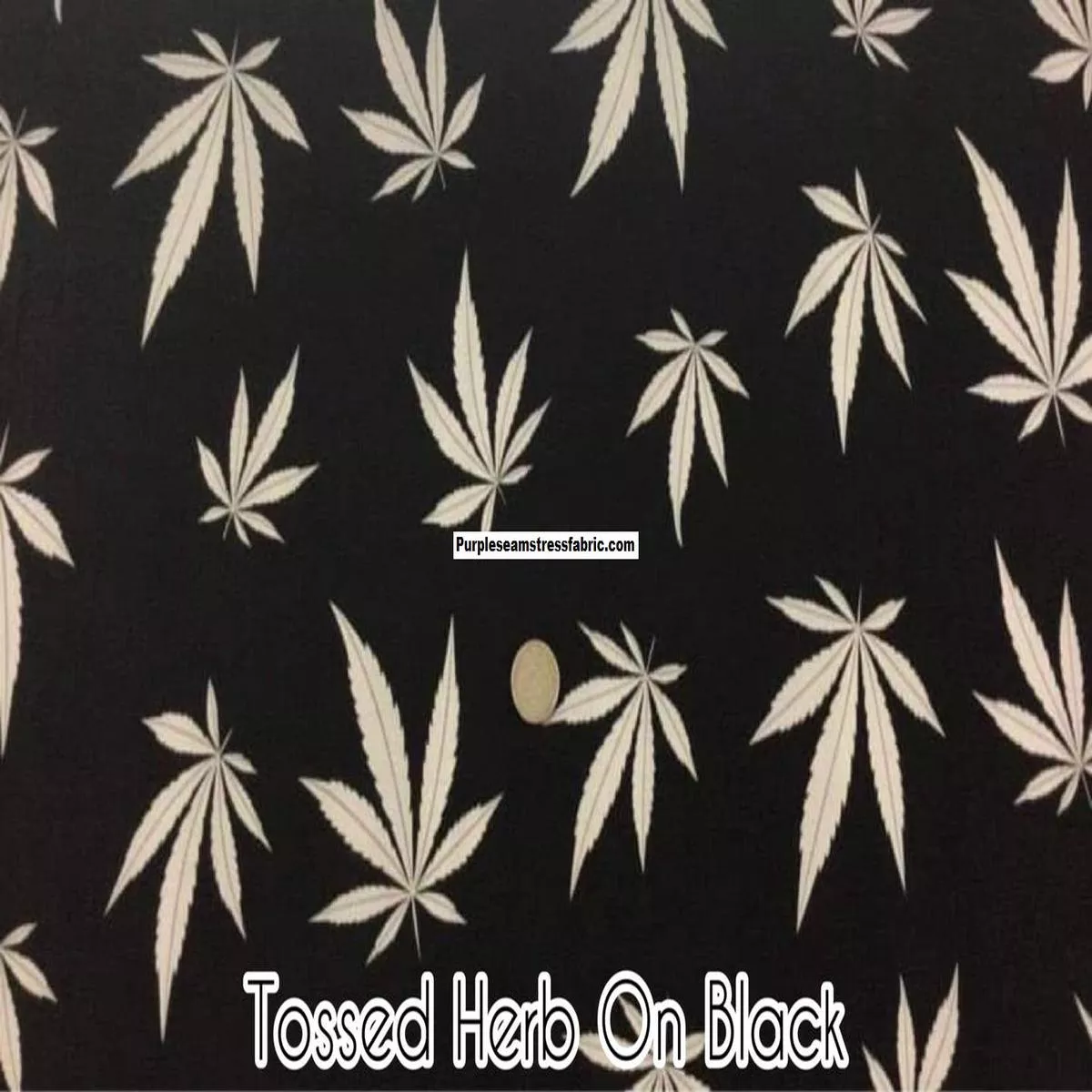 Tossed Herb on Black Double Brushed PolyFabric