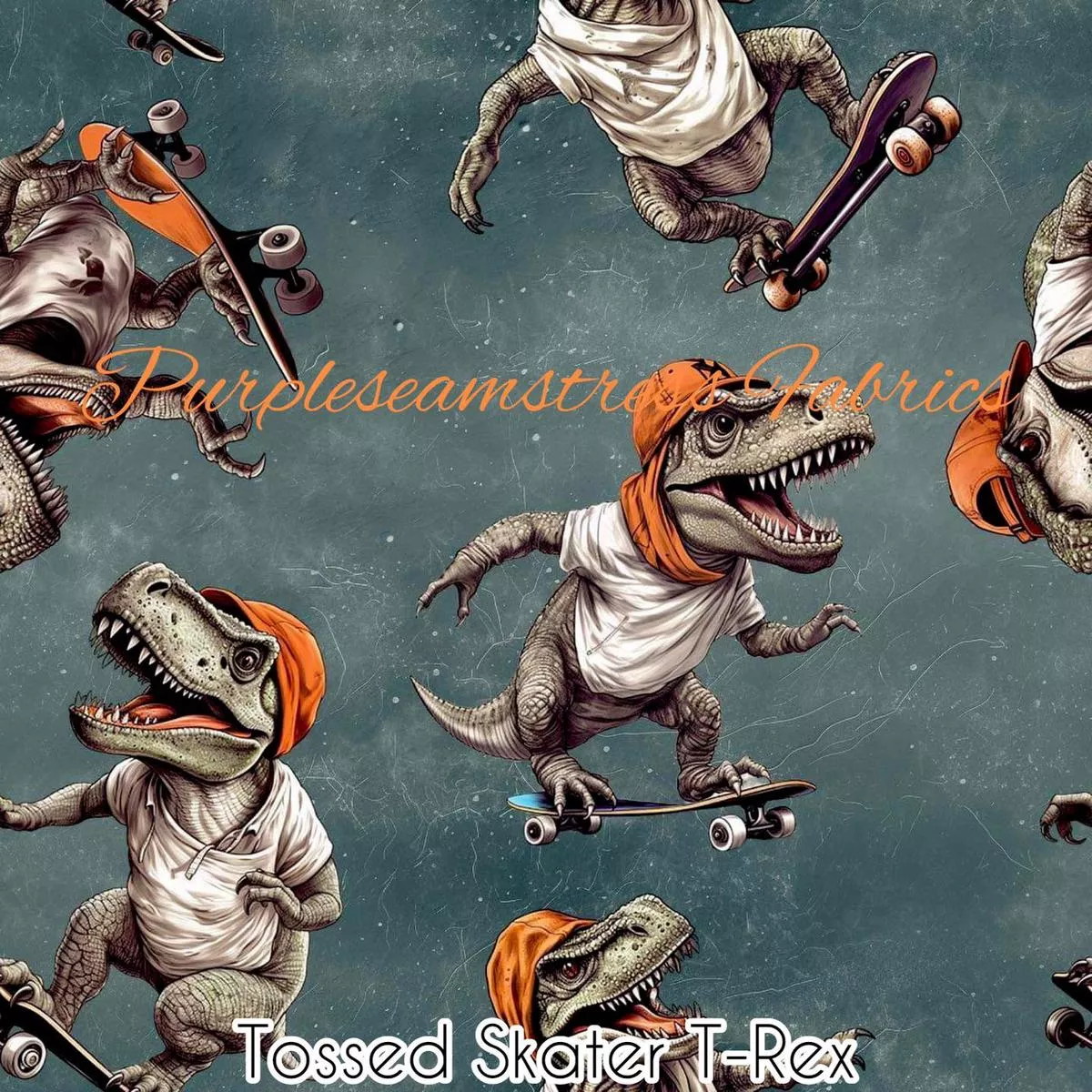 Tossed Skater T-RexFabric
