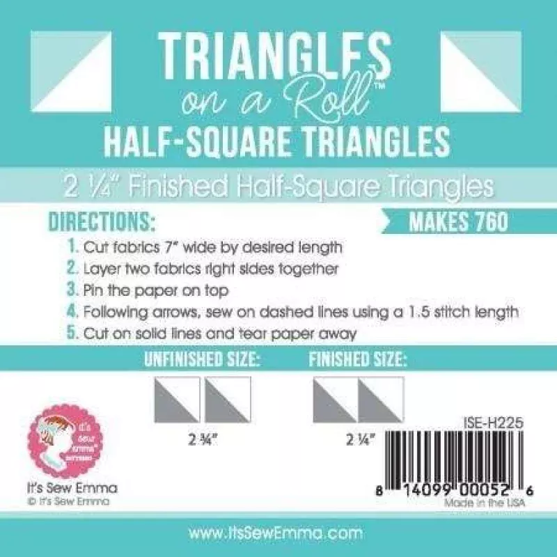 Triangles on a Roll ~ 2.25 Half-Square