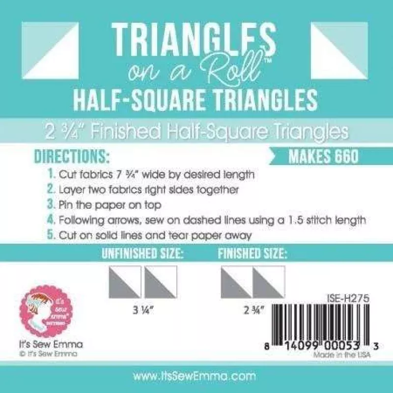 Triangles on a Roll ~ 2.75 Half-Square