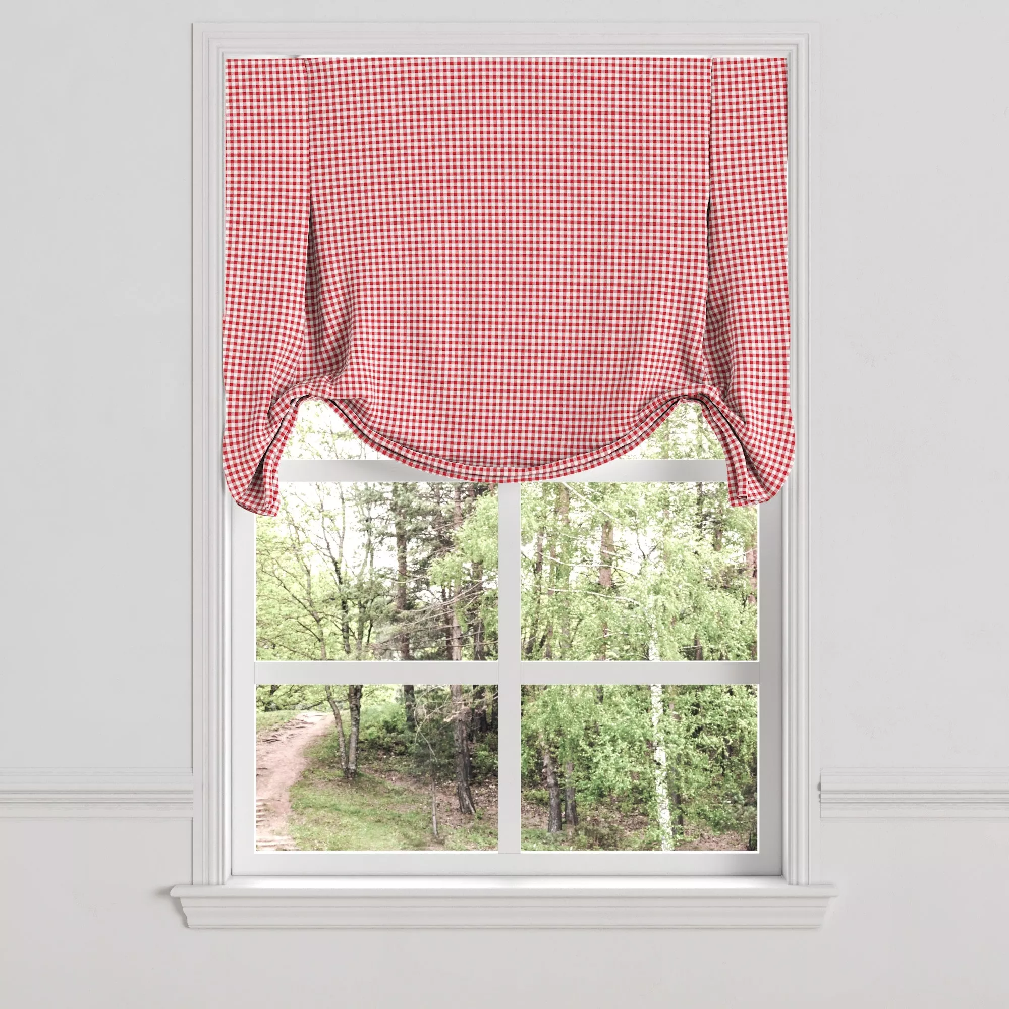 Tulip Roman Shade in Gingham – Cherry