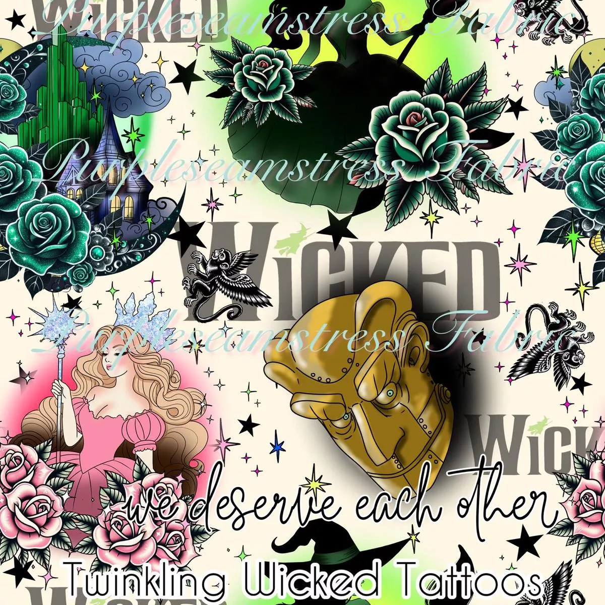 Twinkling Wicked TattoosFabric