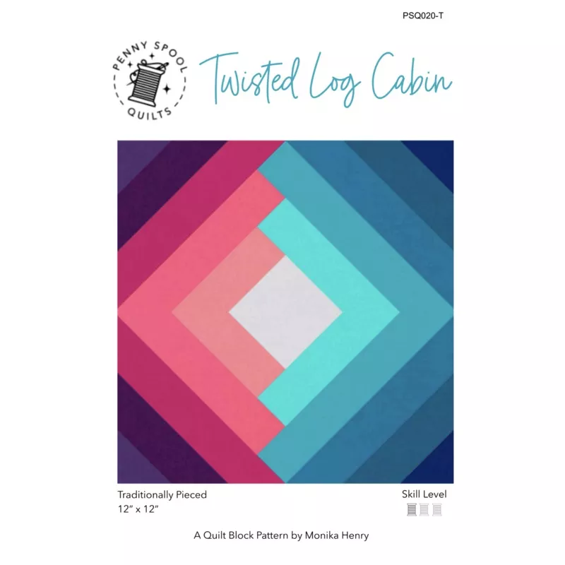Twisted Log Cabin Quilt Block Downloadable Pattern (traditional)