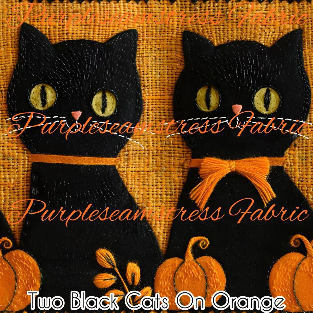 Two Black Cats on OrangeFabric