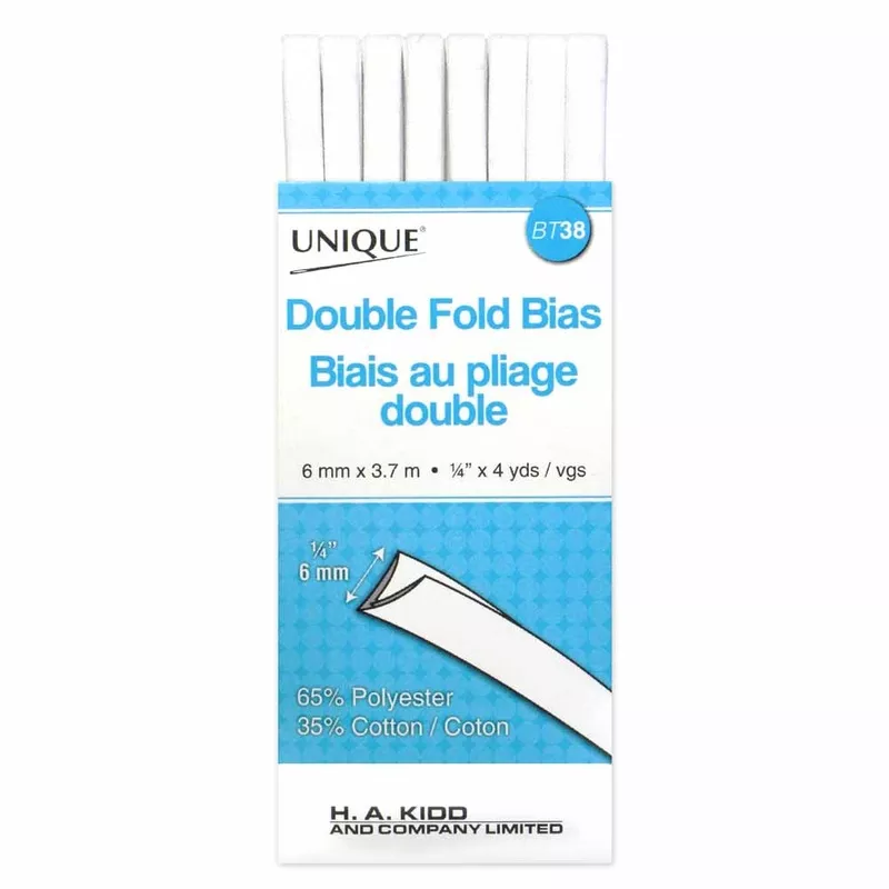 UNIQUE Double Fold Bias Tape – White
