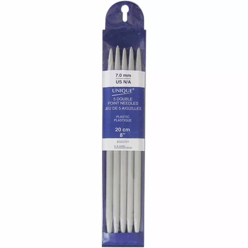 UNIQUE KNITTING Double Point Needles20cm (8) Plastic, 7mmSet of 5